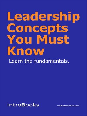 cover image of Leadership Concepts You Must Know